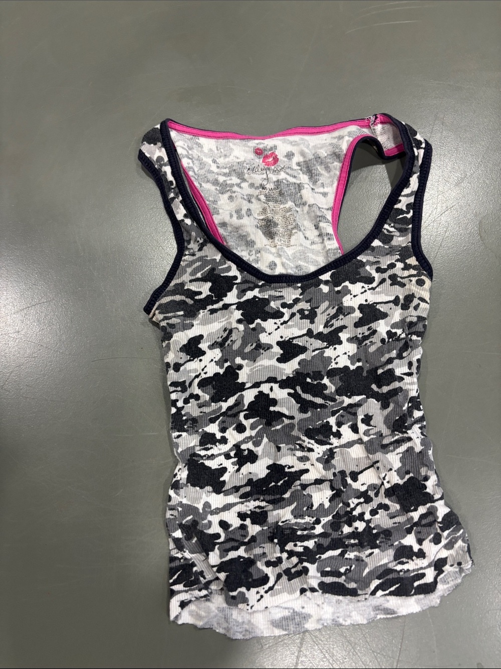 Miley Cyrus Women’s Racerback Camo Tank Top - Black & White